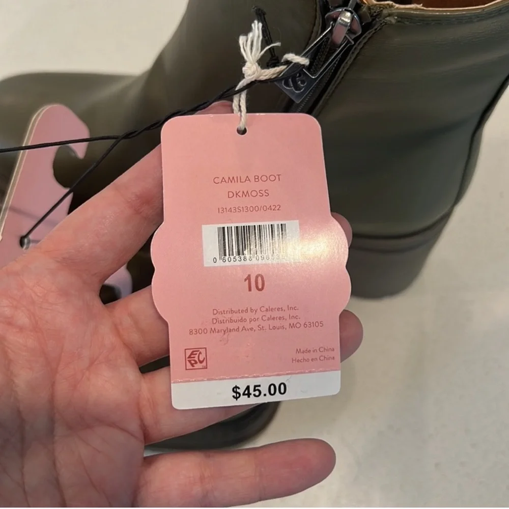 Olive Green Women's Ankle Boots - 10 - Picture 8 of 9